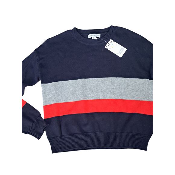 NWT Harper Canyon Girls Navy Red Silver Metallic Knit Sweater Size Small 7/8 - Picture 3 of 8